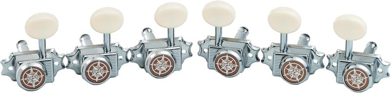 guyker Guitar Locking Tuners (3L + 3R Handed) – Vintage Deluxe Lock String Tuning Key Pegs Machine Heads Replacement Parts – Chrome, Cream Handle - Image 1